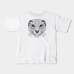 Biomechanical Meerkat: An Advanced Futuristic Graphic Artwork with Abstract Line Patterns Kids T-Shirt